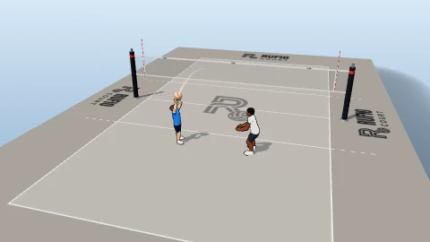 Catch and throw with a grown-up on the 3D court