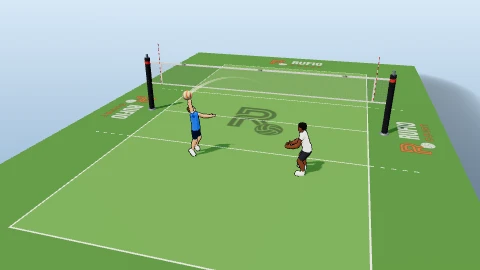 Pepper with a grown-up on the 3D court
