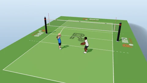 Toss and set with a grown-up on the 3D court