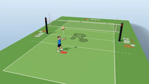 Serve toss onto a towel on the 3D court