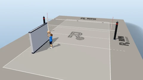 Wall setting ladder on the 3D court