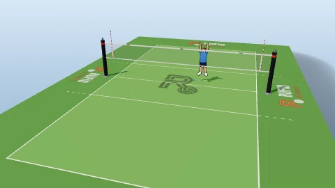 Block steps in the yard on the 3D court